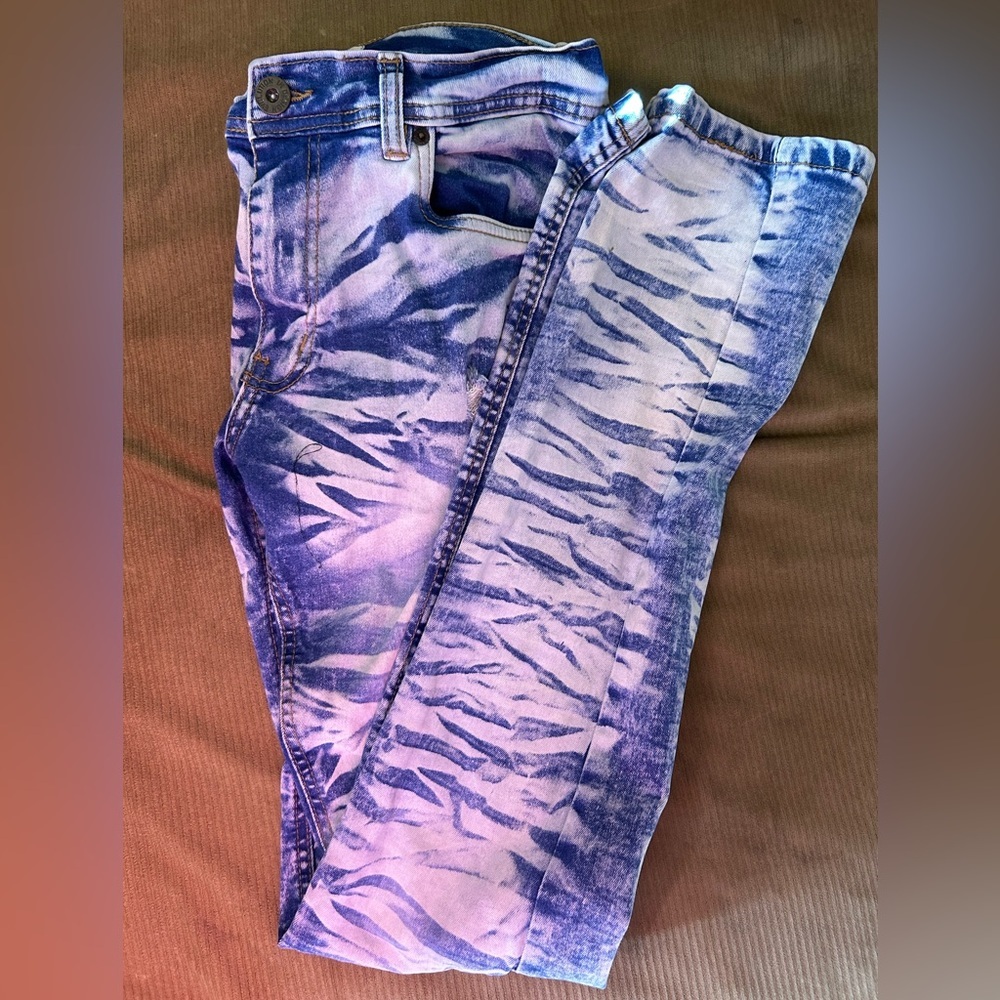 Men's Blue Patterned Straight Jeans